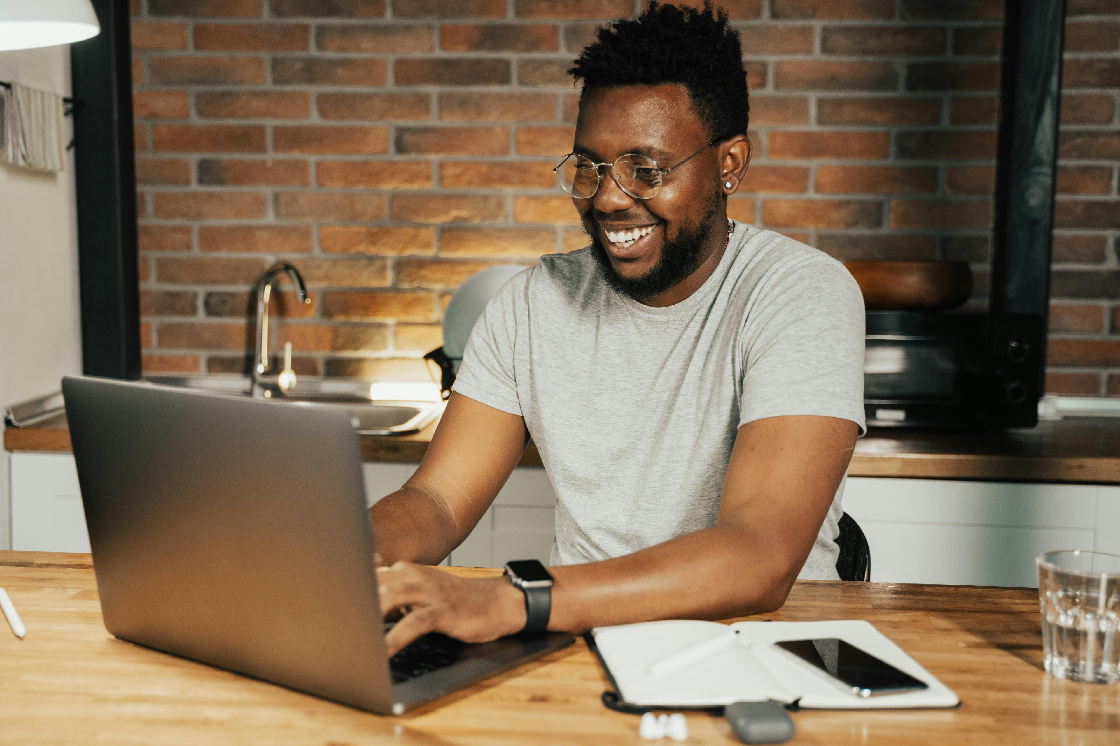 Man behind laptop